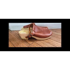 Sven brown leather womens clogs 43 11.5 12